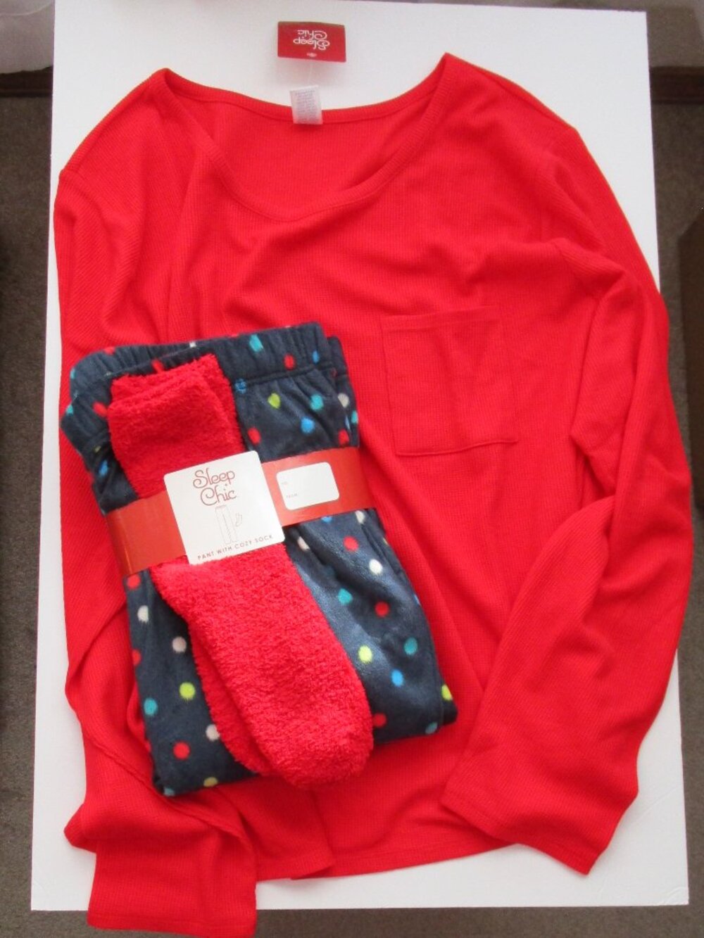 Sleep Chic 3-pc Pajama Set - navy/red polka dot print